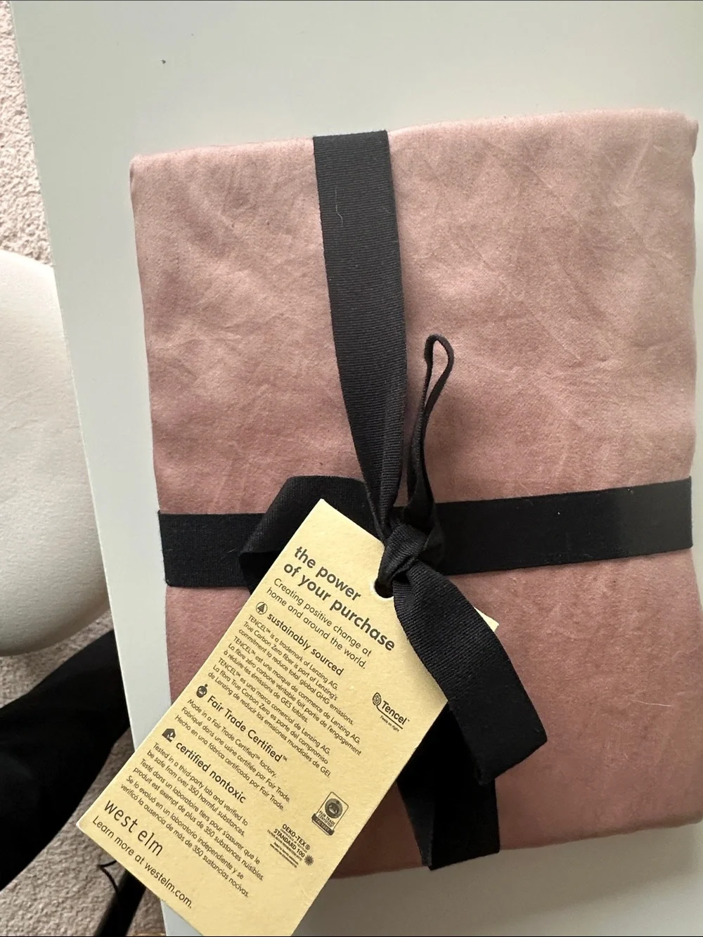 West Elm Blush Pink standard size Pillowcases x2, unopened